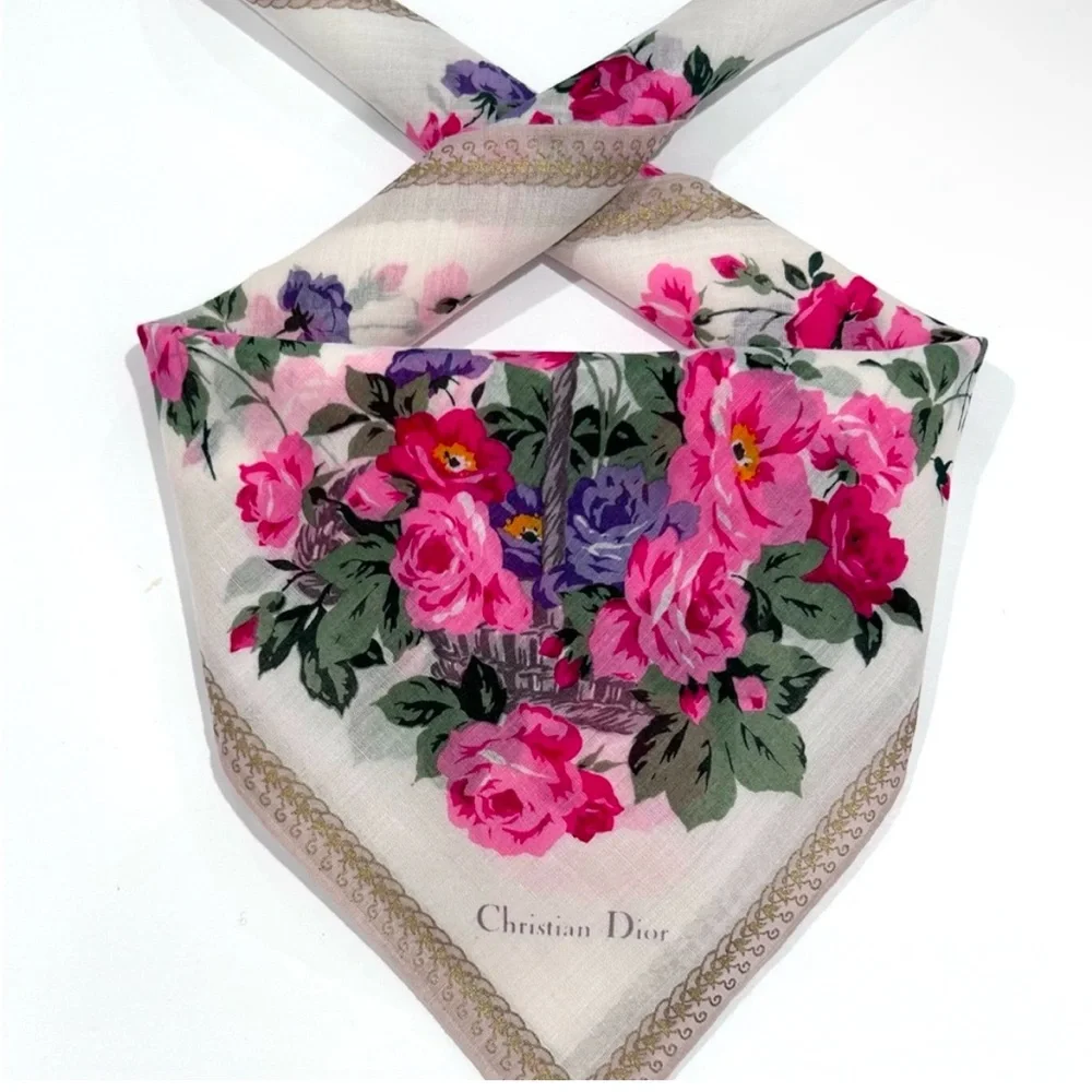 Christian Dior 100% Cotton Handkerchief or Scarf, faint blemish